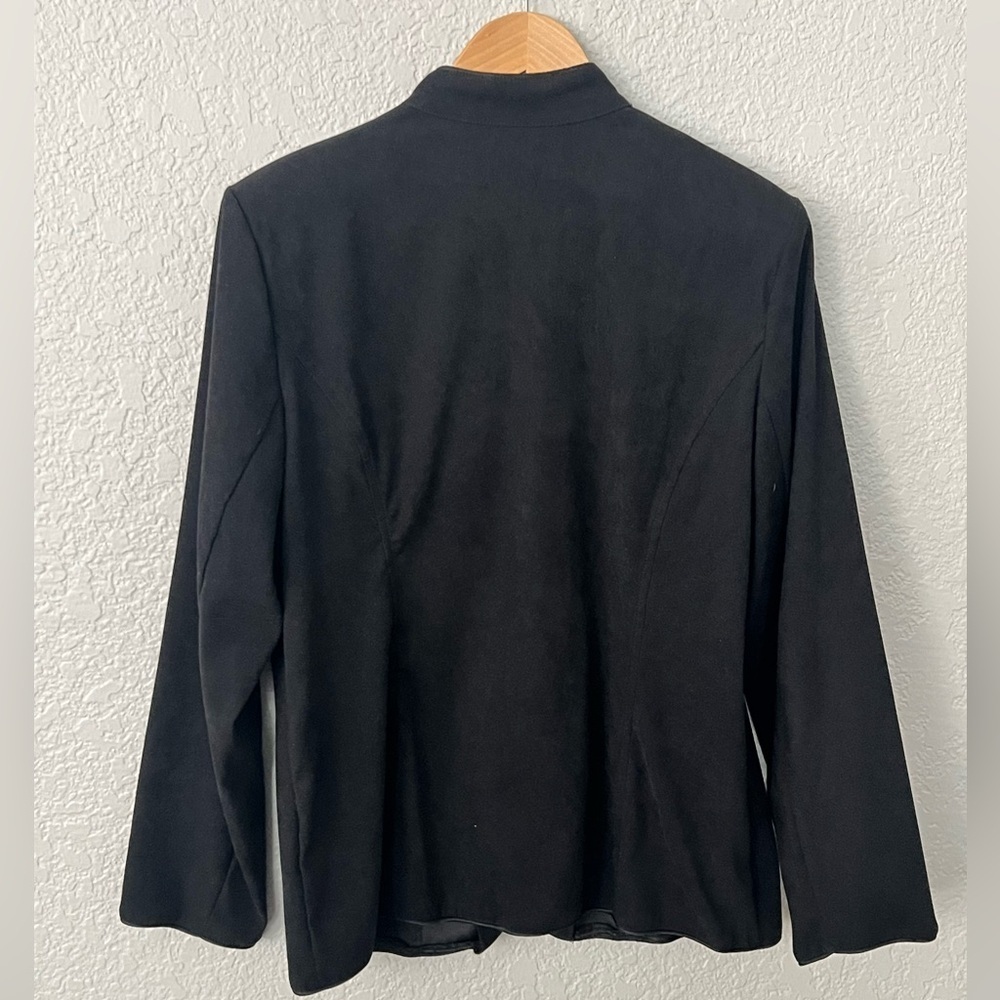 Notations Vtg Black Faux Suede Zip Front Jacket Size Large w/ Floral Embroidery - Picture 4 of 6